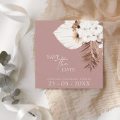 Save The Date Boho Dusty Rose Pampas Mariage en herbe