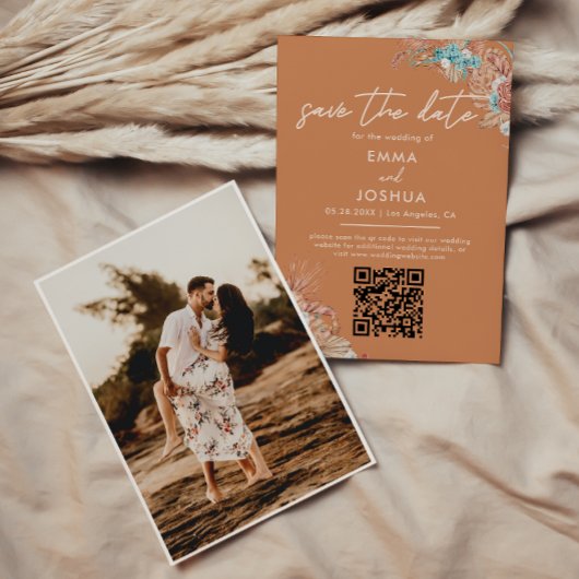 Save The Date Boho Earthy Floral Mariage Photo