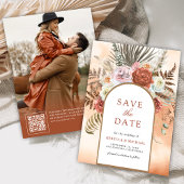 Save The Date Boho Earthy Floral Terracotta Mariage Photo