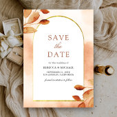 Save The Date Boho Earthy Terracotta Feuille Arch Mariage