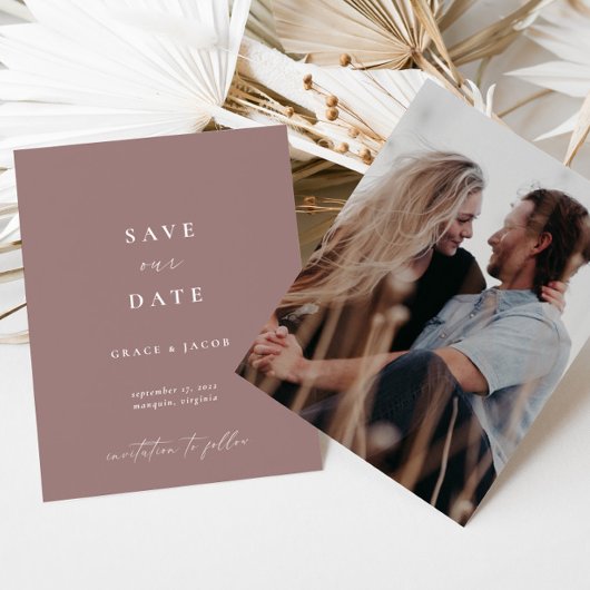Save The Date Boho Elegant Moderne Dusty Mauve