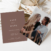 Save The Date Boho Elegant Terre Dusty Purple Script Photo