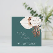 Save The Date Boho Emerald Green Pampas Grass Mariage (Debout devant)