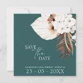 Save The Date Boho Emerald Green Pampas Grass Mariage (Devant)