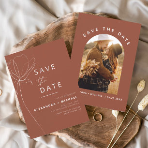 Save The Date Boho en terre cuite minimaliste Enregistrer la pho