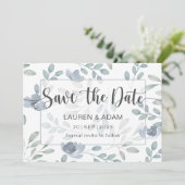Save The Date Boho Enregistrer la date Dusty Blue Eucalyptus Flo (Debout devant)