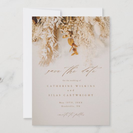 Save The Date Boho Fall Flowers Photo Mariage (Devant)