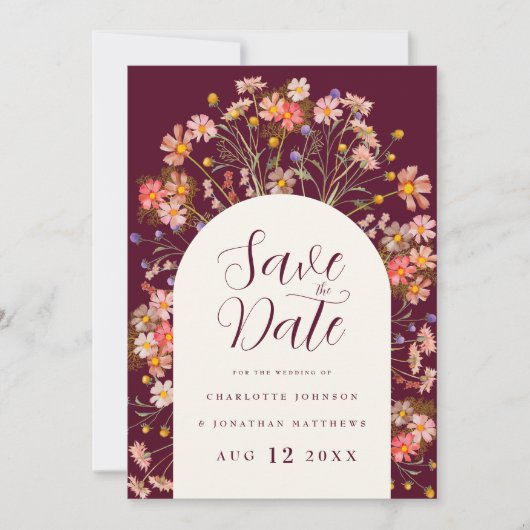 Save The Date Boho Fall Rustic Fleur sauvage Mariage (Devant)