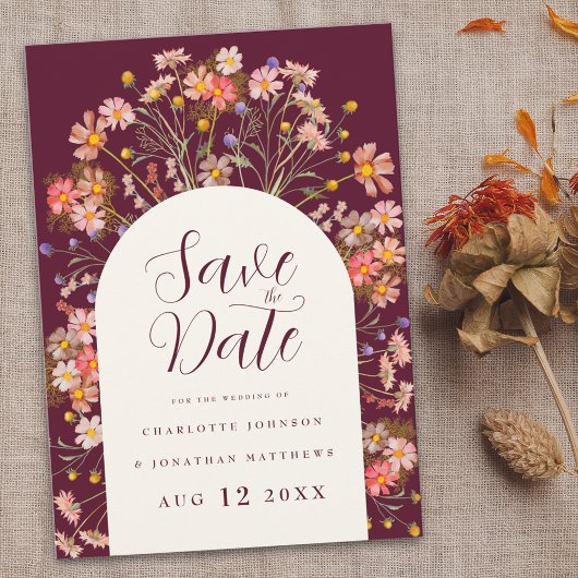 Save The Date Boho Fall Rustic Fleur sauvage Mariage