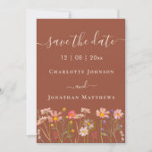Save The Date Boho Fall Wildflower Meadow Terracotta Wedding (Devant)