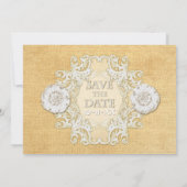 Save The Date BOHO Fausse toile de jute et dentelle style gitan  (Dos)