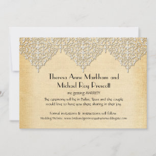 Save The Date BOHO Faux Burlap n dentelle gitane moderne style m