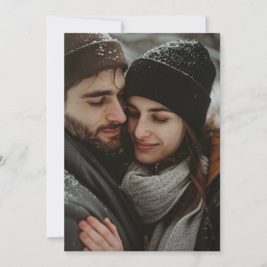 Save The Date Boho Feathers Wreath Monogramme Mariage hivernal (Dos)