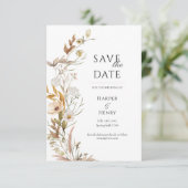 Save The Date Boho fleur sauvage beige Botanique (Debout devant)