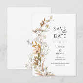 Save The Date Boho fleur sauvage beige Botanique (Devant / Derrière)