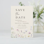 Save The Date Boho fleur sauvage beige Enregistrer la date Minim (Debout devant)