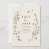 Save The Date Boho fleur sauvage beige Enregistrer la date Minim (Devant)