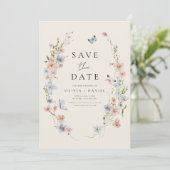 Save The Date Boho fleur sauvage beige Enregistrer la date Minim (Debout devant)