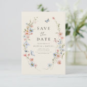 Save The Date Boho fleur sauvage beige Enregistrer la date Minim (Debout devant)