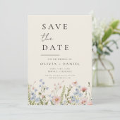 Save The Date Boho fleur sauvage beige Enregistrer la date Minim (Debout devant)