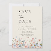 Save The Date Boho fleur sauvage beige Enregistrer la date Minim (Devant)