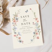 Save The Date Boho fleur sauvage beige Enregistrer la date Minim