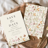 Save The Date Boho fleur sauvage beige Enregistrer la date Minim