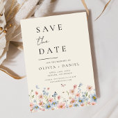 Save The Date Boho fleur sauvage beige Enregistrer la date Minim