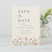 Save The Date Boho fleur sauvage beige Enregistrer la date Minim (Debout devant)