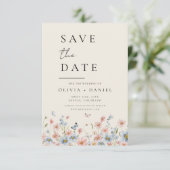 Save The Date Boho fleur sauvage beige Enregistrer la date Minim (Debout devant)