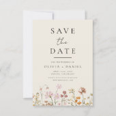 Save The Date Boho fleur sauvage beige Enregistrer la date Minim (Devant)