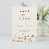 Save The Date Boho fleur sauvage beige Enregistrer la date Minim (Debout devant)