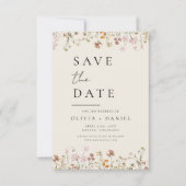 Save The Date Boho fleur sauvage beige Enregistrer la date Minim (Devant)