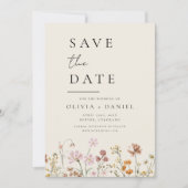 Save The Date Boho fleur sauvage Beige Photo Enregistrer la date (Devant)