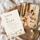Save The Date Boho fleur sauvage Beige Photo Enregistrer la date