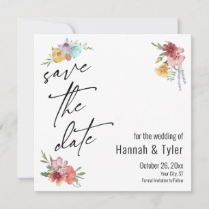 Save The Date Boho Fleur sauvage de prairie multicolore