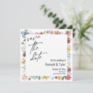 Save The Date Boho Fleur sauvage de prairie multicolore