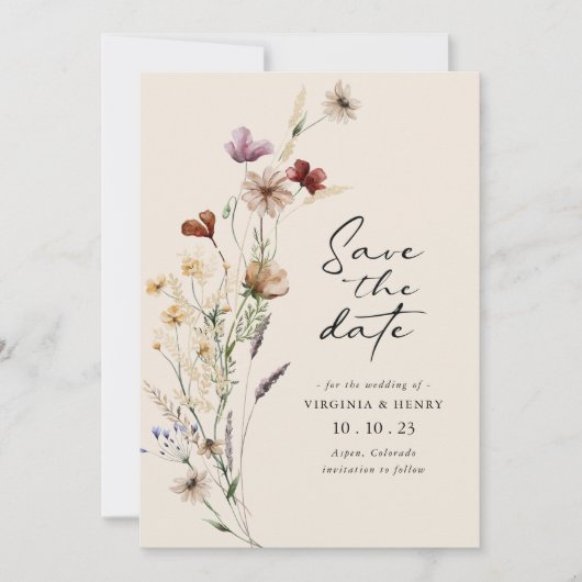 Save The Date Boho Fleur sauvage Enregistrer La Date (Devant)