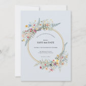 Save The Date Boho Fleur sauvage Fern Dusty Mariage bleu (Devant)