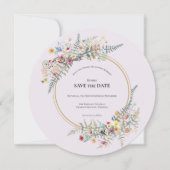 Save The Date Boho Fleur sauvage Fern Lavender Mariage Round (Devant)