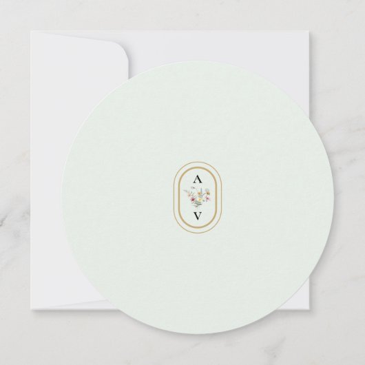 Save The Date Boho Fleur sauvage Fern Mint Mariage vert ronde (Dos)