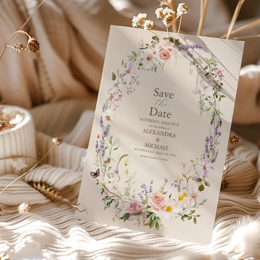 Save The Date Boho Fleur sauvage Floral Mariage