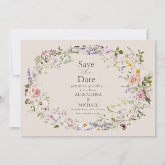 Save The Date Boho Fleur sauvage Floral Mariage (Devant)
