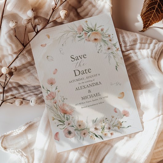 Save The Date Boho Fleur sauvage Garden Wedding
