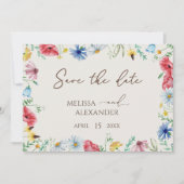 Save The Date Boho fleur sauvage Jardin Beige Horizontal (Devant)