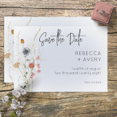 Save The Date Boho Fleur sauvage Modern Blue Enregistrer la cart
