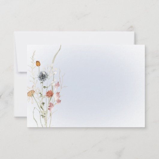 Save The Date Boho Fleur sauvage Modern Blue Enregistrer la cart (Dos)