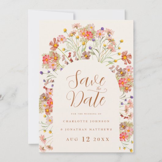 Save The Date Boho Fleur sauvage Photo Arch Mariage (Devant)