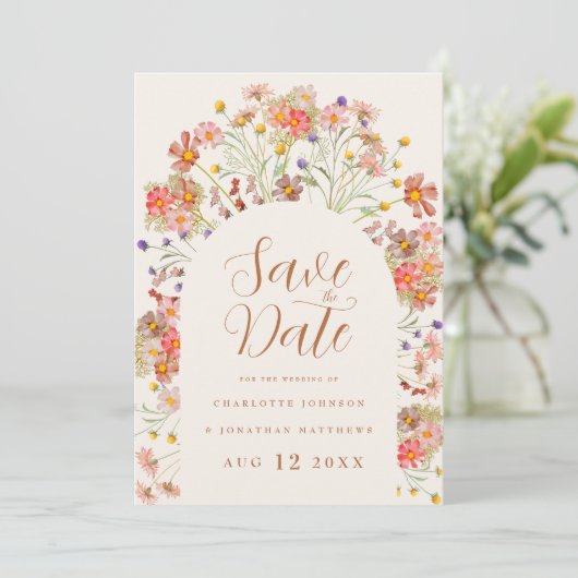 Save The Date Boho Fleur sauvage Photo Arch Mariage (Debout devant)