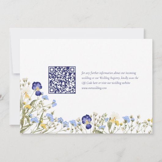 Save The Date Boho Fleur sauvage QR Code Elégant Mariage photo (Dos)